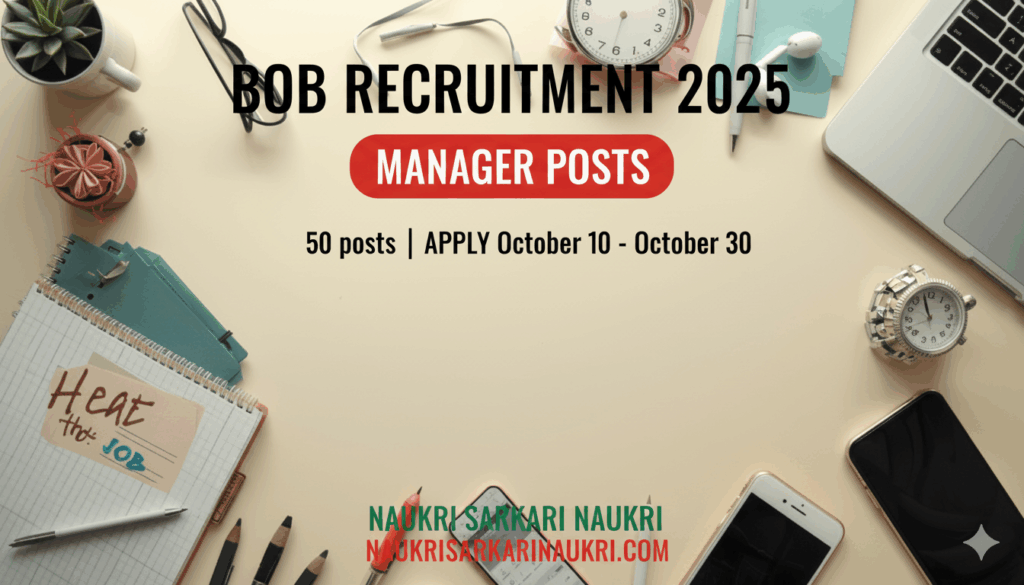 BOB Recruitment 2025 has been officially announced by Bank of Baroda for 50 Manager posts in the Corporate & Institutional Credit Department