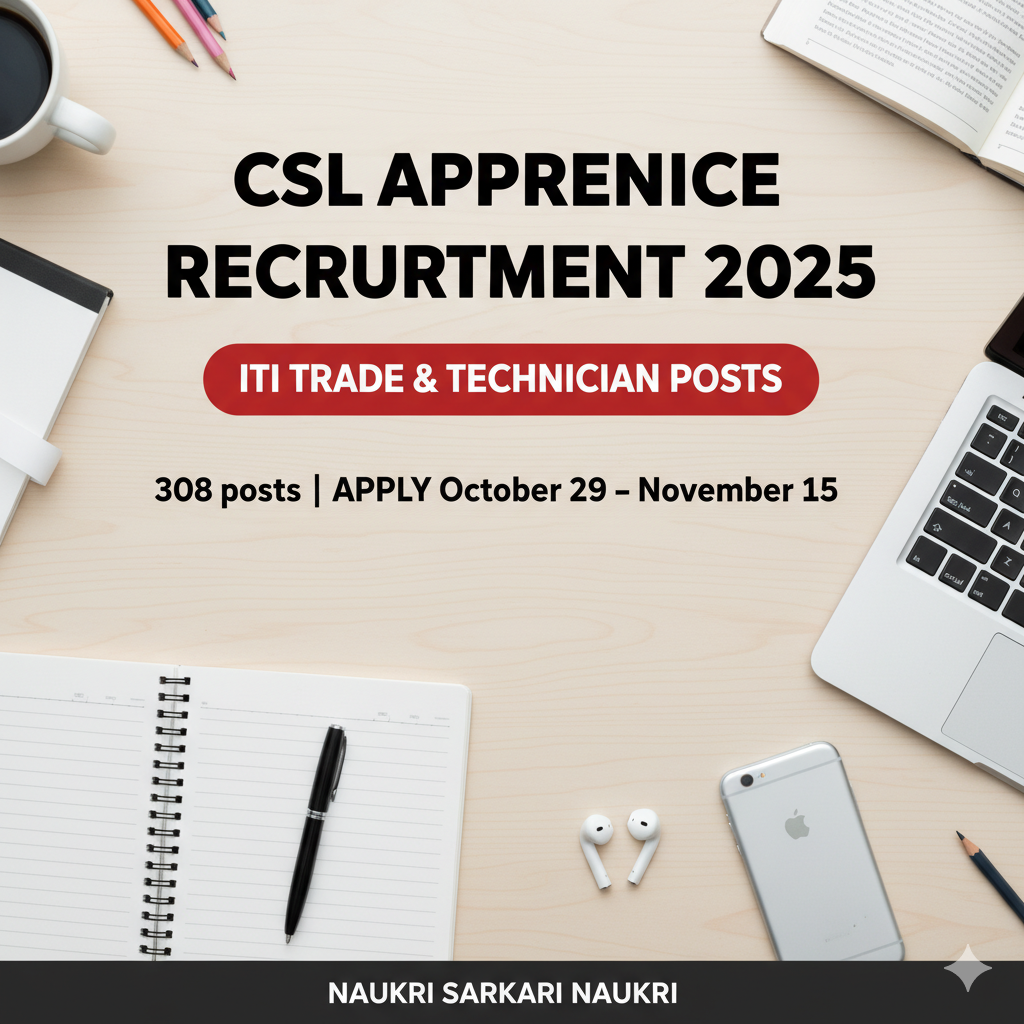 CSL Apprentice Recruitment 2025 has been released by Cochin Shipyard Limited for 308 apprentice positions under the Apprentices Act 1961.