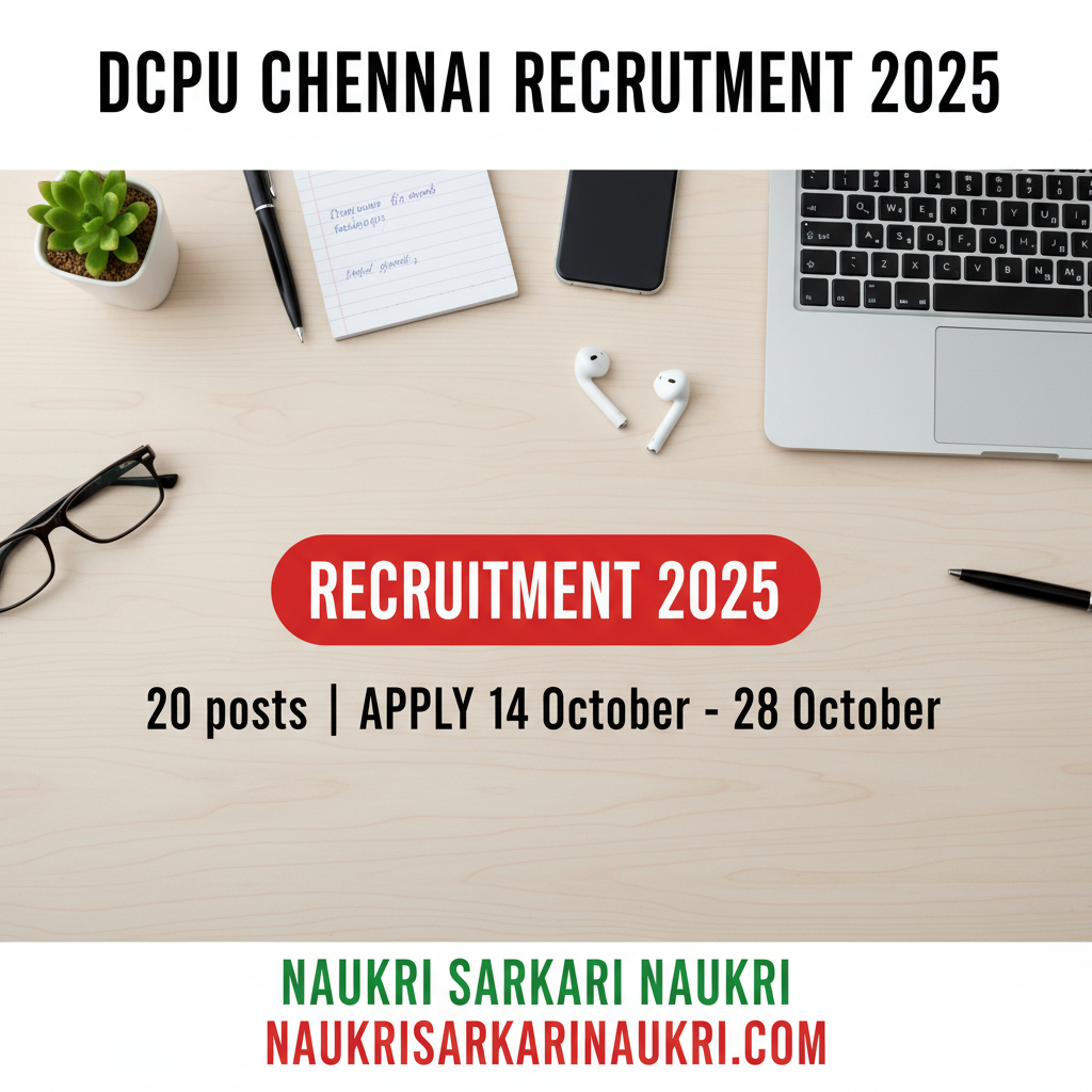 DCPU Chennai Recruitment 2025 - Apply Offline for 20 Supervisor and Case Worker Posts