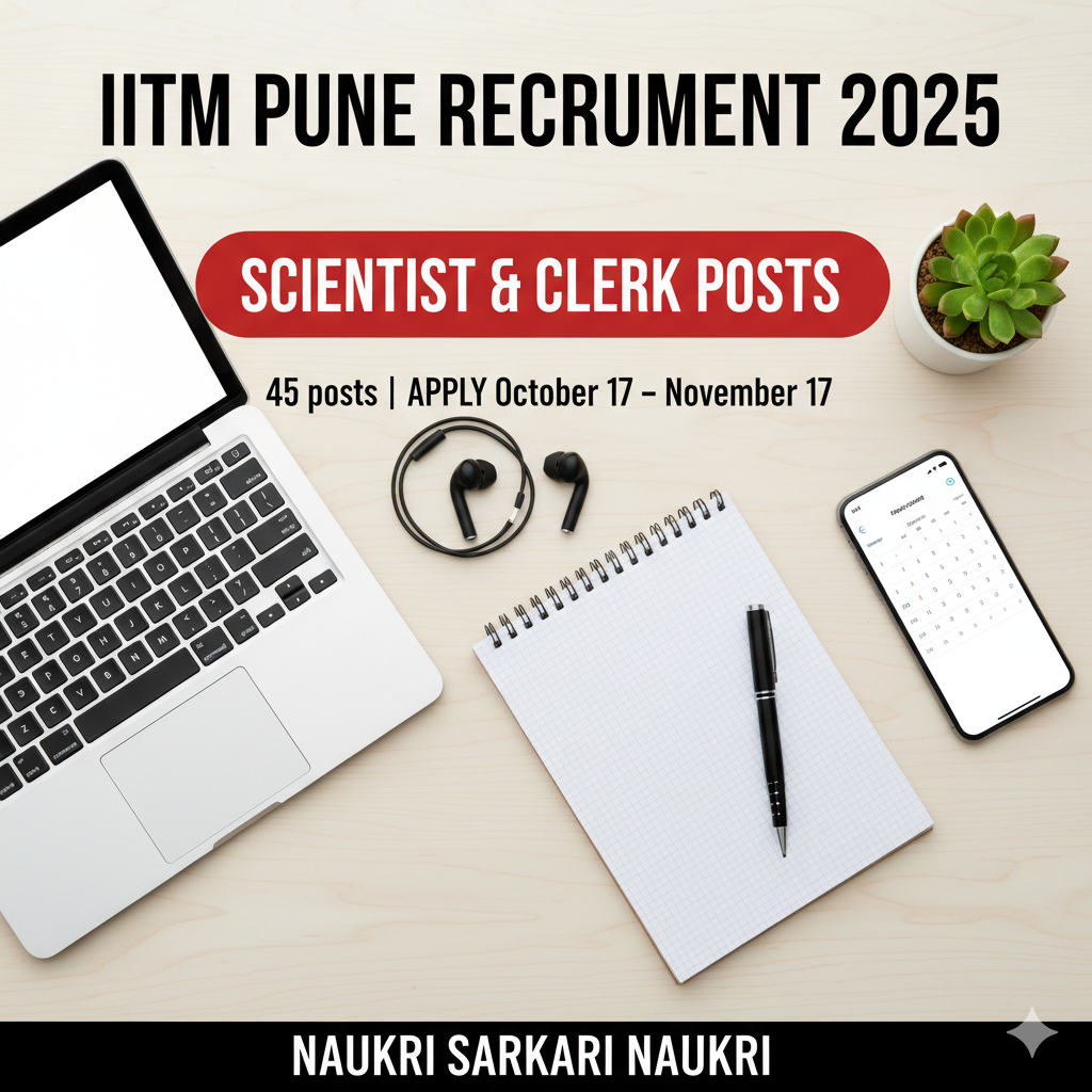 IITM Pune Recruitment 2025 - Apply Online for 45 Scientist & Clerk Posts 