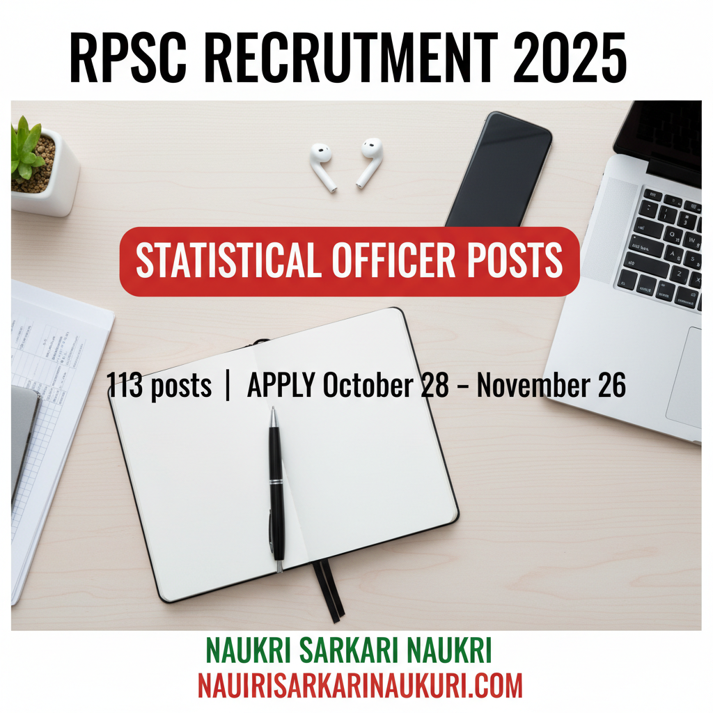 RPSC Recruitment 2025 - Apply Online for 113 Statistical Officer Posts