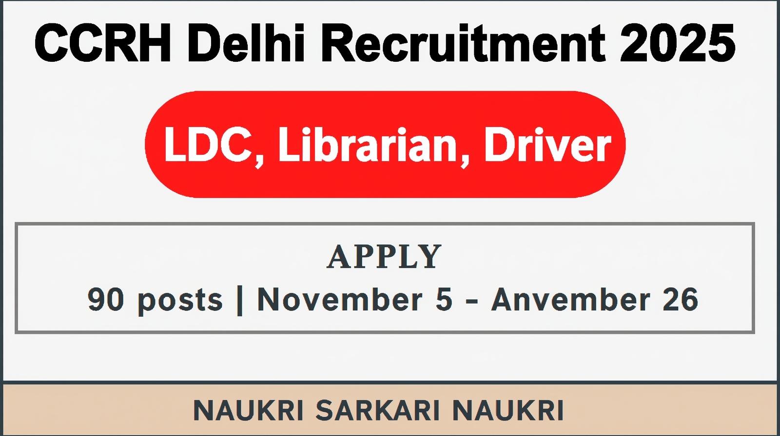 CCRH Delhi Recruitment 2025