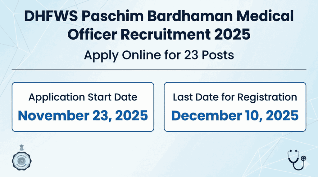 DHFWS Paschim Bardhaman Medical Officer Recruitment 2025: Apply Online for 23 Posts