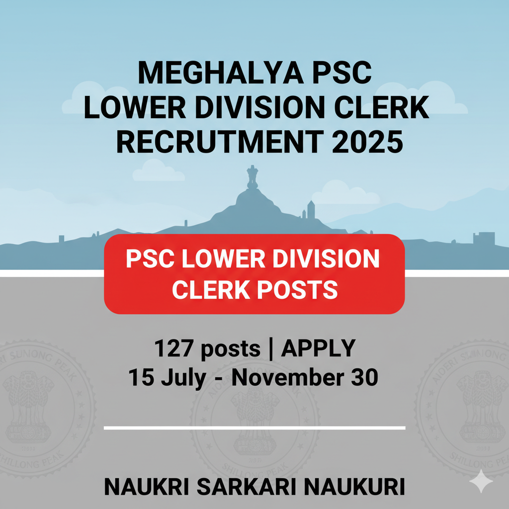 Meghalaya PSC Lower Division Clerk Recruitment 2025