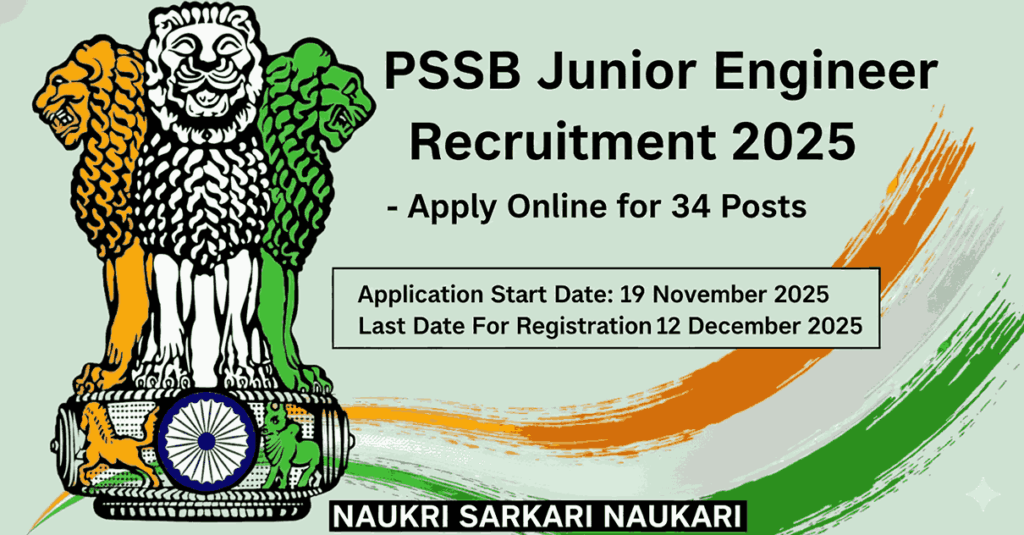 PSSSB Junior Engineer Recruitment 2025 - Apply Online for 34 Posts