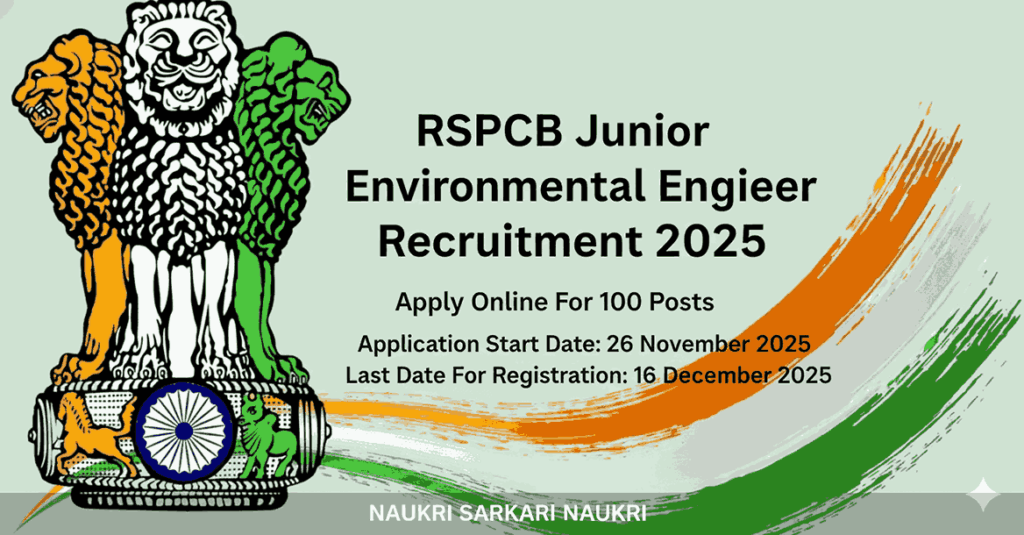RSPCB Junior Environmental Engineer Recruitment 2025 Apply Online For 100 Posts 