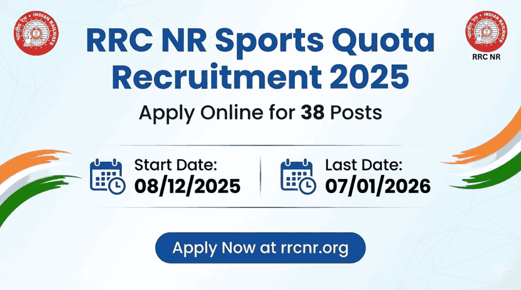 RRC NR Sports Quota Recruitment 2025: Apply Online for 38 Posts