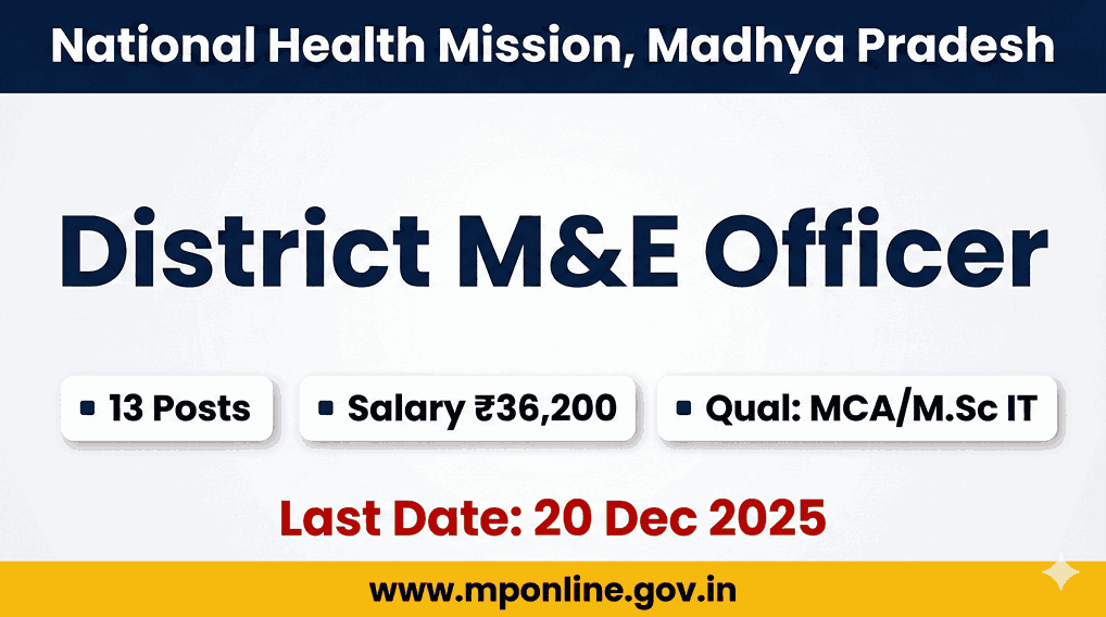 NHM MP District M&E Officer Recruitment 2025