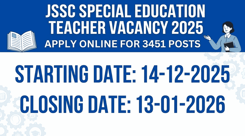 JSSC Special Education Teacher Vacancy 2025 
